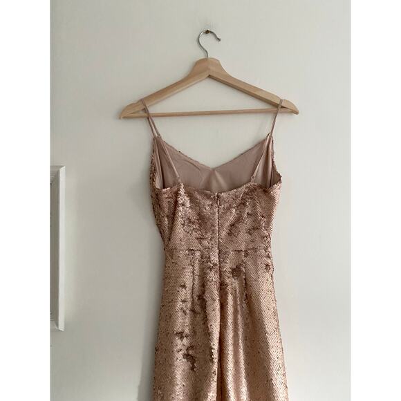 L'AGENCE Femme Sequin Cutout Midi Rose Gold Dress Size 0 - Picture 6 of 9